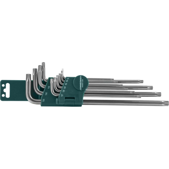 H08S110S Комплект угловых ключей  "TORX" с центрированным штифтом EXTRA LONG Т9-Т50, 10 предметов S2 материал